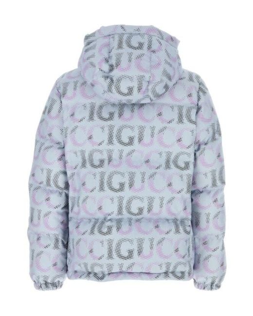 Gucci Blue Allover Logo Printed Down Jacket for men
