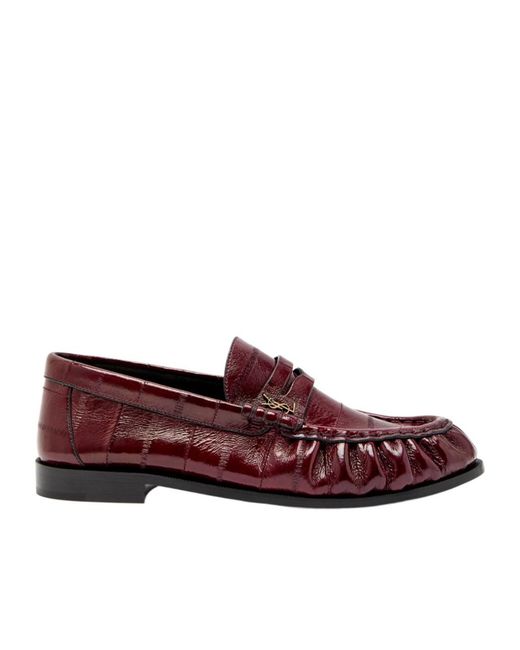 Saint Laurent Red Round-Toe Loafers