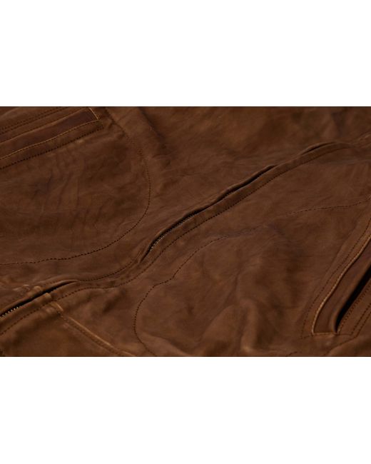 Visvim Brown Front Zipper Leather Jacket for men