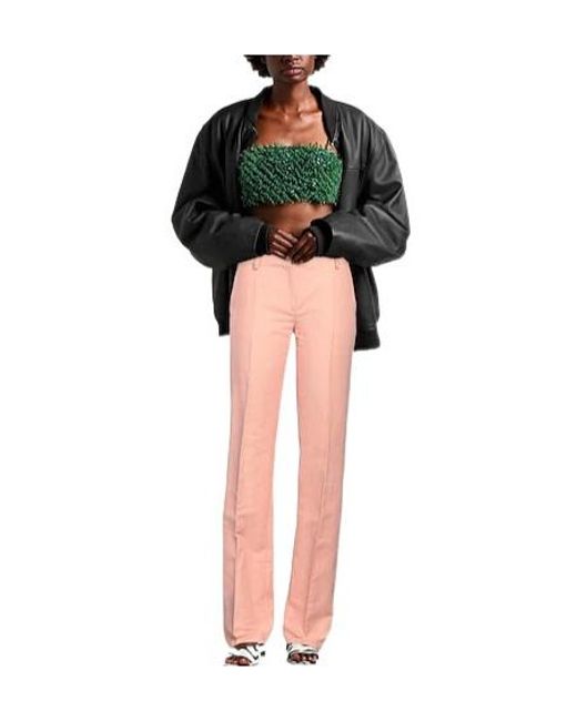 Sportmax Pink Solid Straight-Leg Casual Pants
