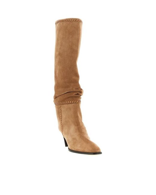 Jimmy Choo Brown Hart Stitch Knee Boots