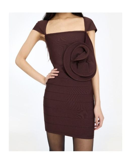 ROTATE BIRGER CHRISTENSEN Purple Rose Cap-Sleeve Mini Dress Dark