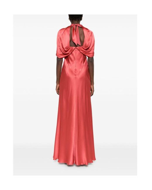 Alberta Ferretti Red Cutout Detail Dress