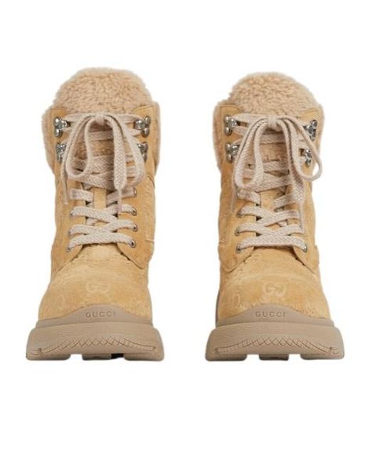 Gucci Natural Lace-Up Ankle Boots