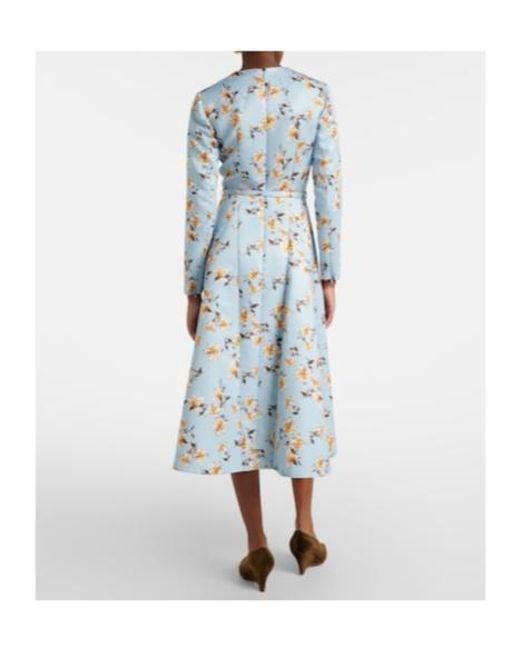 Emilia Wickstead Blue Ucellina Floral Midi Dress