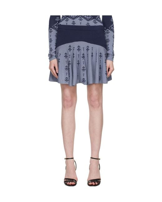 Conner Ives Blue Flared Mini Skirt