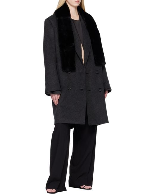 Totême Black Double-Breasted Cashmere Coat