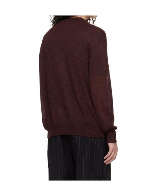 Studio Nicholson Purple Ribbed Knit Crew Neck Sweater for men