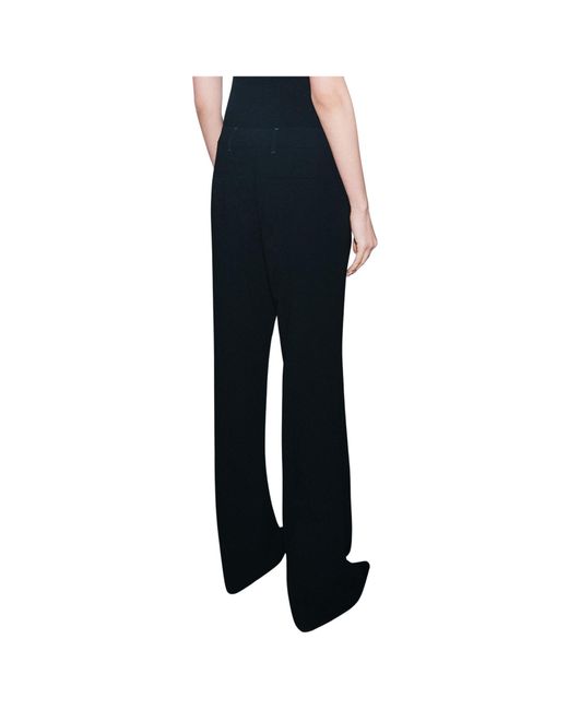 Marella Black Mini-Flare Crepe Envers Satin Trousers
