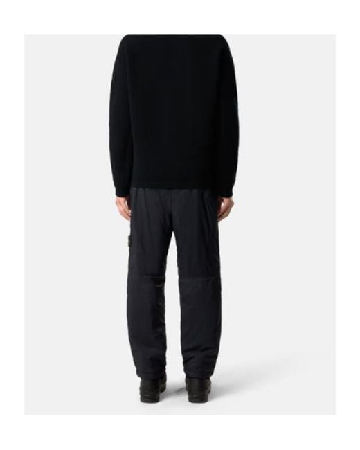 Stone Island Blue Logo Patch Straight-Leg Trousers for men