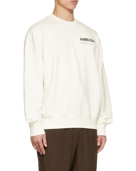 Ambush White Fleece Workshop Logo-Print Sweatshirt for men