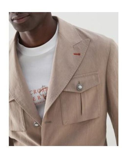 Brunello Cucinelli Natural Single-Breasted Linen Blazer for men