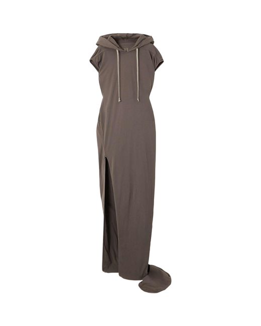 Rick Owens Brown Hooded Dress
