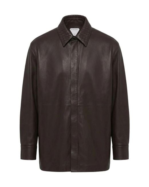 Bottega Veneta Brown Oversized Fit Leather Jacket