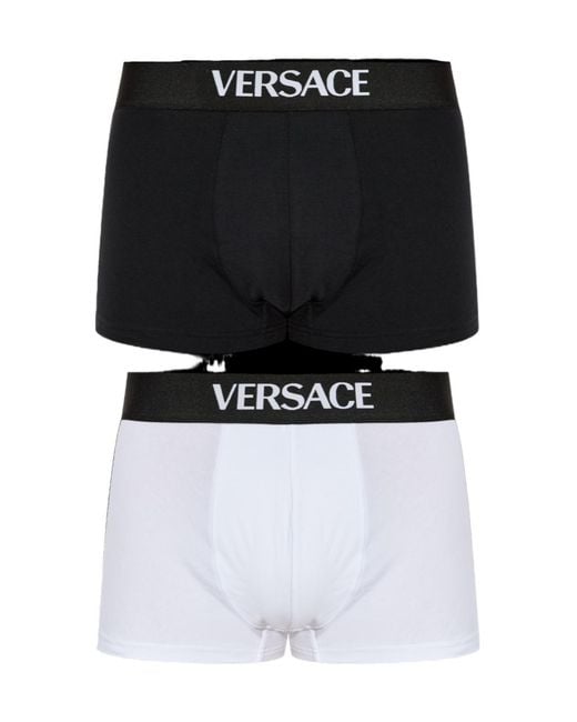 Versace Black Logo-Intarsia Pack Of Two Boxers for men