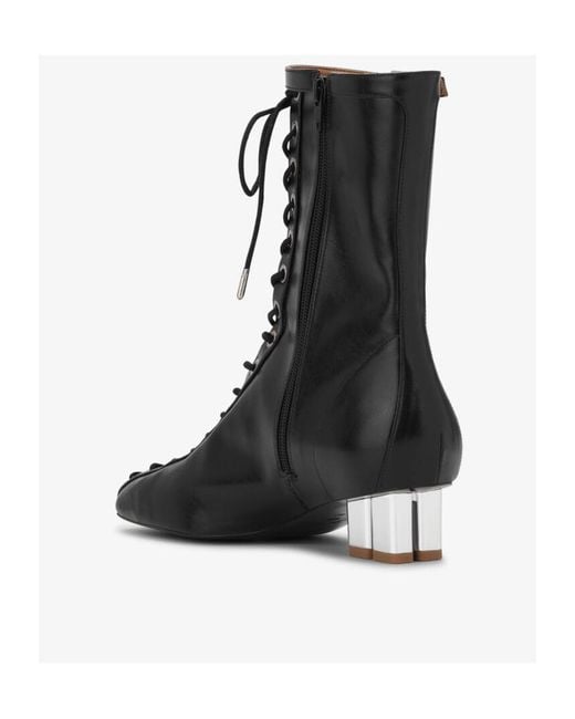 Ganni Black Lace-Up Ankle Boots