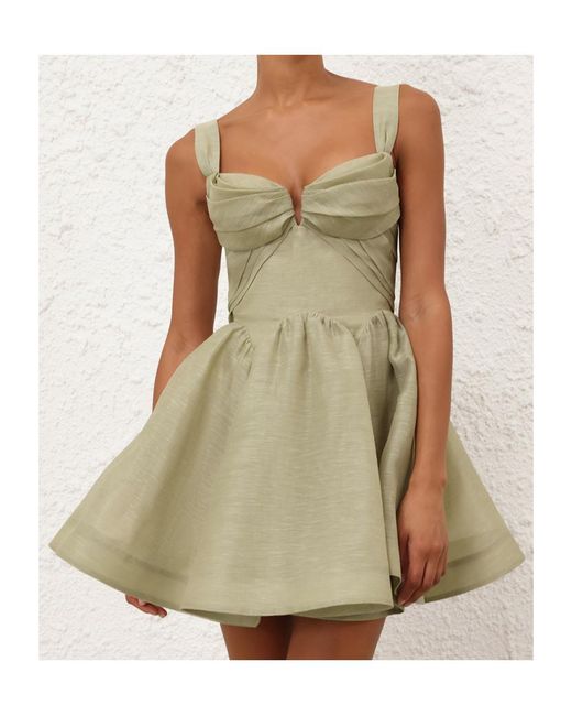 Zimmermann Green Rebellion Drape Mini Dress