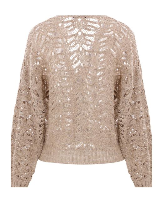 Brunello Cucinelli Natural V-Neck Buttoned Cardigan
