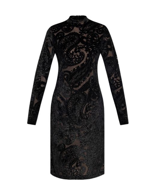 Etro Black Mock Neck Long-Sleeved Dress