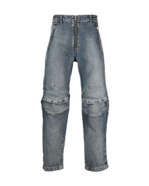 DIESEL Blue Logo Patch Zip-Up Jeans for men