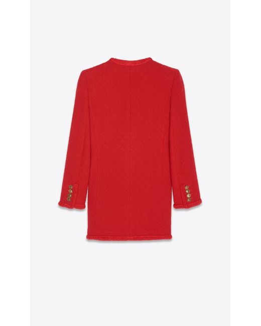 Saint Laurent Red Button-Fastening Single-Breasted Coat