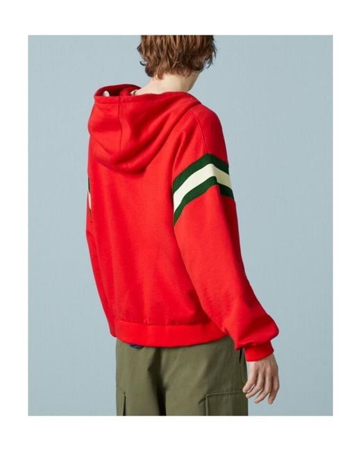 Gucci Red Jersey Zipped Hoodie for men