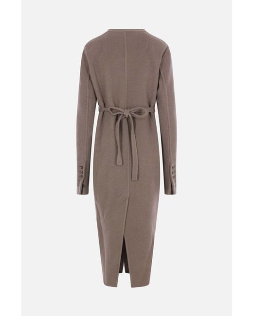 Rick Owens Brown V-Neck Long-Sleeved Coat