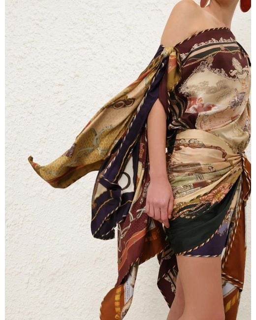 Zimmermann Brown Draped Scarf-Style Dress