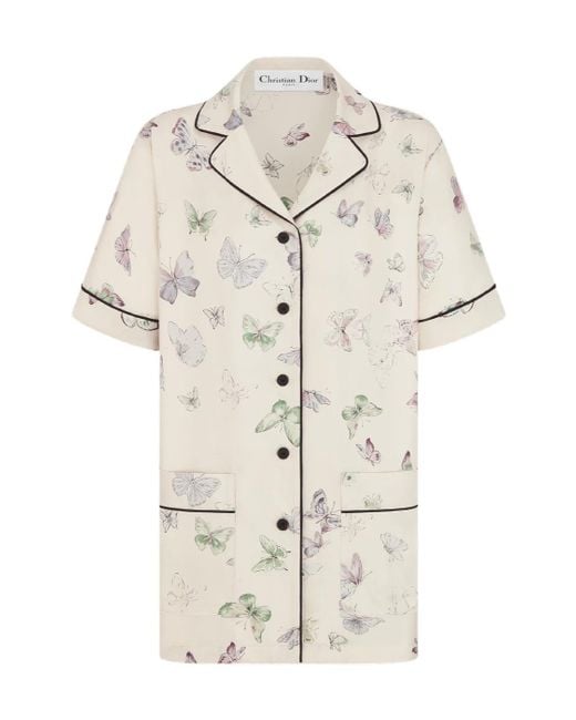 Dior White Butterfly Print Short-Sleeve Jacket