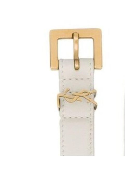 Saint Laurent White Monogram Narrow Belt