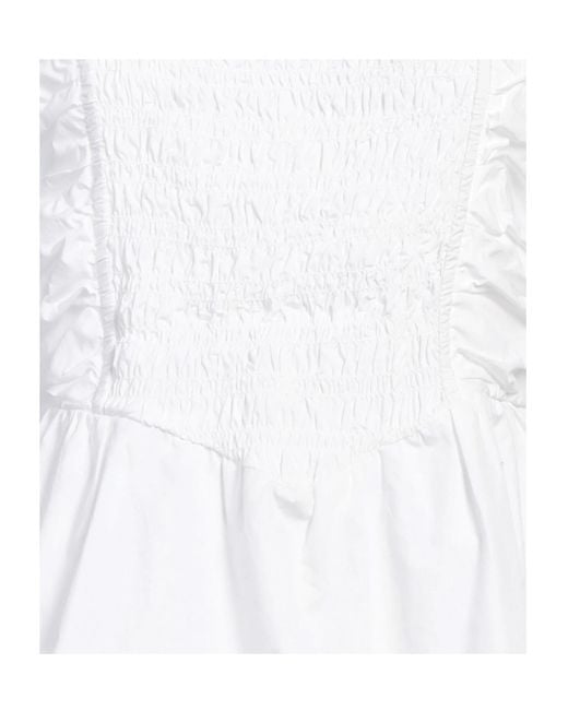 Ganni White Solid Sleeveless Square Neck Top