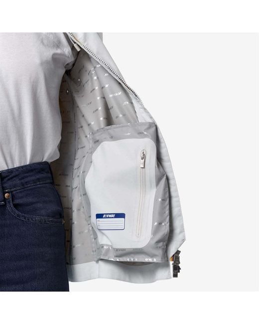 K-Way White Waterproof Zip Hooded Jacket