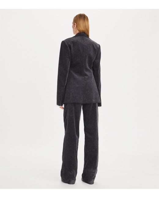 Tory Burch Black High-Waist Corduroy Wide-Leg Trousers