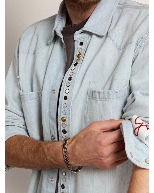 Golden Goose Deluxe Brand Gray Long-Sleeved Buttoned Shirt for men