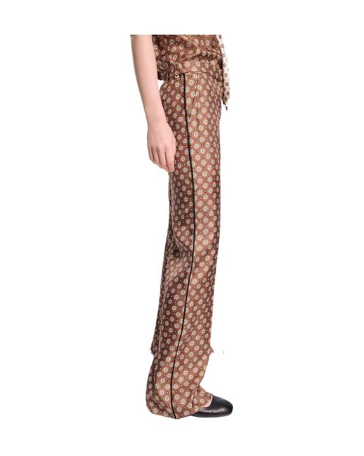Dorothee Schumacher Brown Printed Wide-Leg Silk Pants
