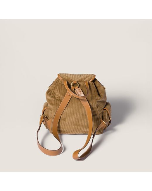 Miu Miu Brown Corduroy Backpack