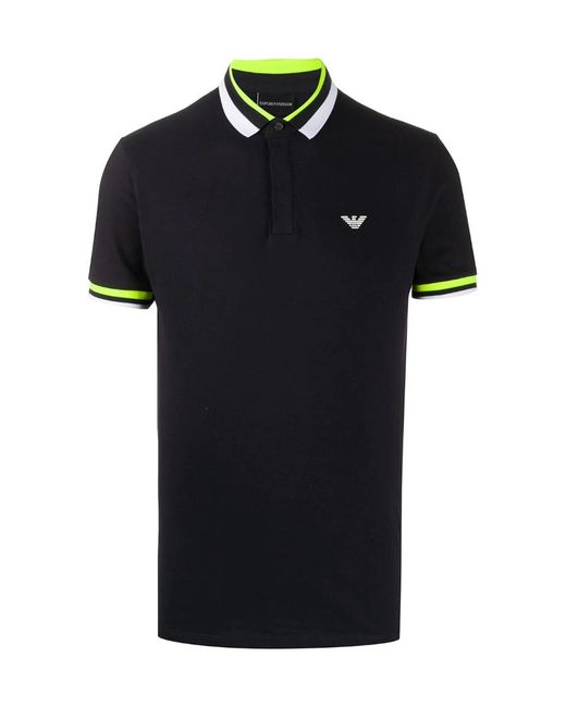 Emporio Armani Black Tri-Stripe Polo Shirt for men