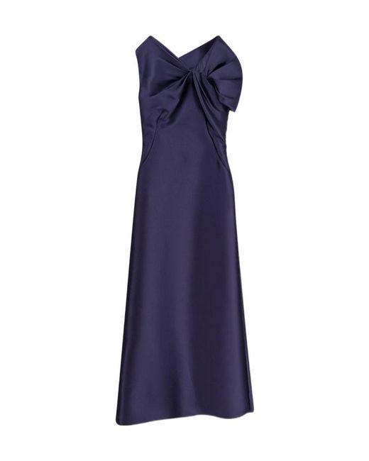 Alberta Ferretti Blue Mikado Bow Asymmetric Dress