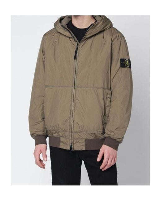 Stone Island Green Hooded Zip-Up Padded Jacket for men