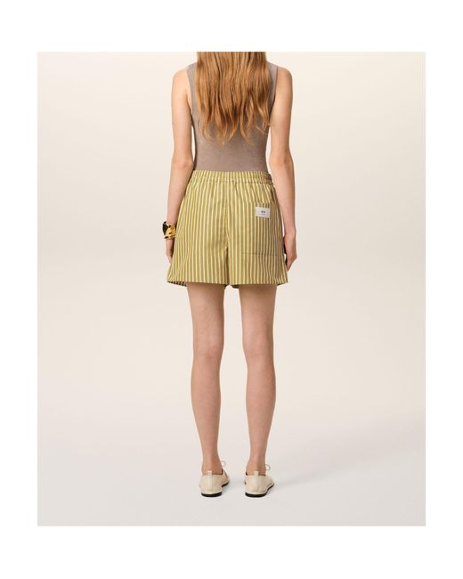AMI Yellow Ami Striped Elasticated Shorts for men