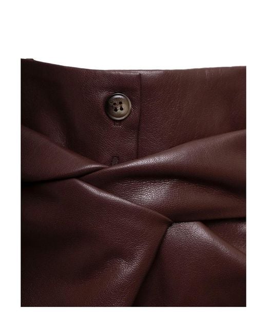 Nanushka Brown Twist-Front Faux-Leather Wrap Skirt