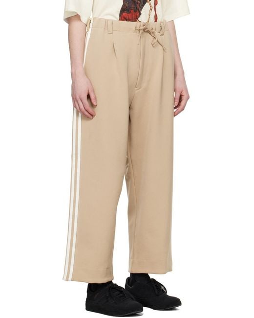Y-3 Natural Signature 3-Stripes Logo Drawstring Track Pants for men