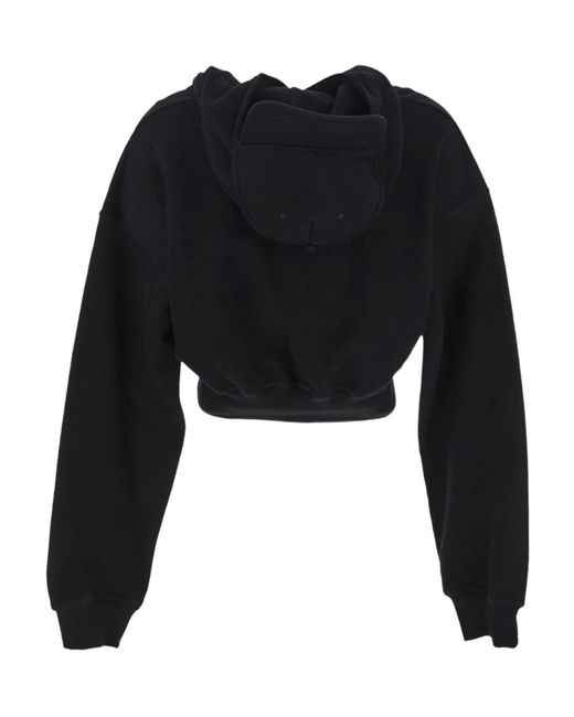 DSquared² Black Logo Printed Cropped Hoodie