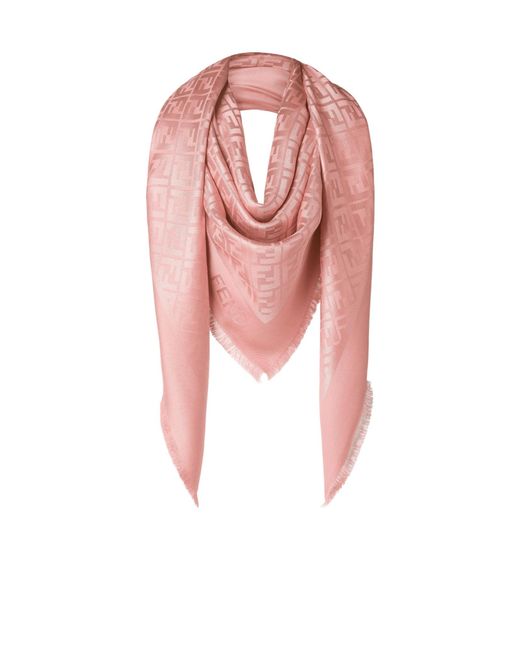 Fendi Pink Ff Motif Fringed Shawl