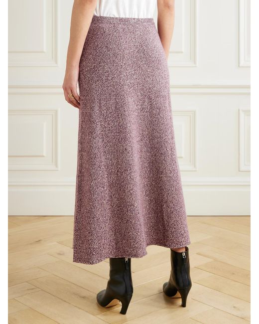 The Elder Statesman Purple Marl Cashmere Midi Skirt
