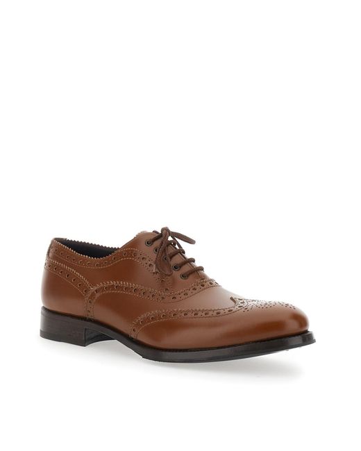 Lidfort Brown Swallowtail Brogue Derby Shoes for men