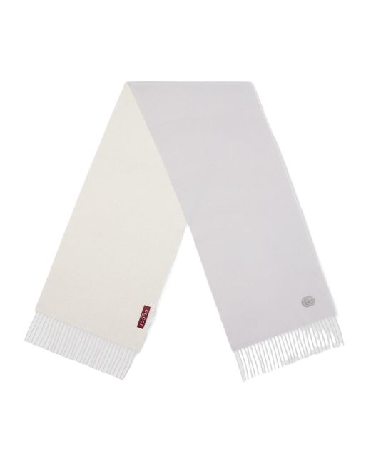 Gucci White Cashmere Scarf With Patch