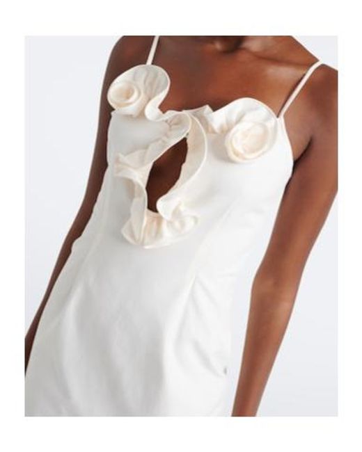 Magda Butrym White Floral-Appliqué Cotton Midi Dress