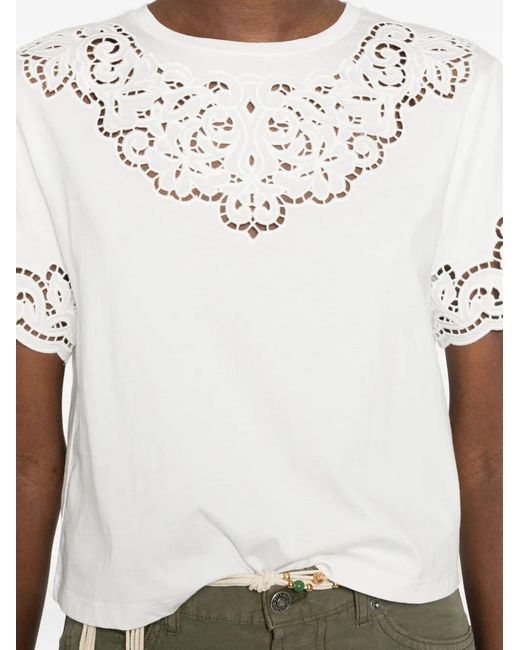 Twinset White Broderie Anglaise Knitted Top