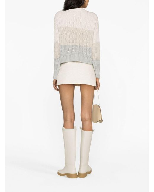 Peserico White Colourblock Crewneck Jumper